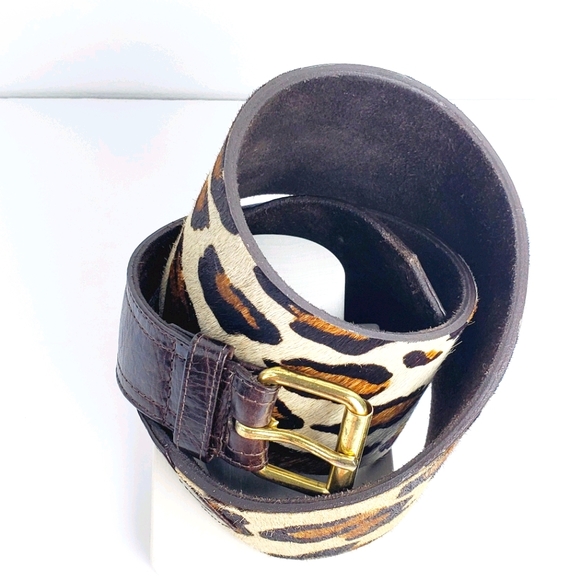 B-Low the Belt Wide Ponyhair Waist Leather Belt L - Picture 7 of 11